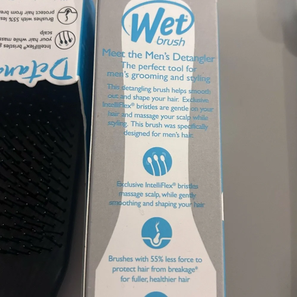 Wet Brush Detangling Hair Brush for Men, Black, Stimulates Scalp & Beard NITB